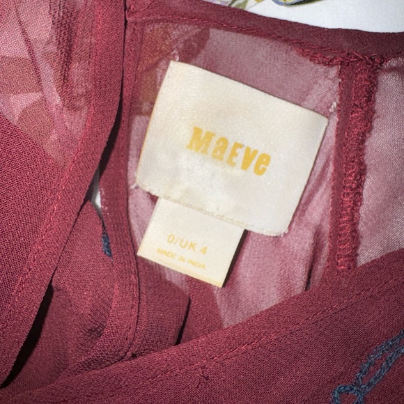 Midi Anthropologie (Maeve) maroon dress with embroidery - Picture 3 of 4